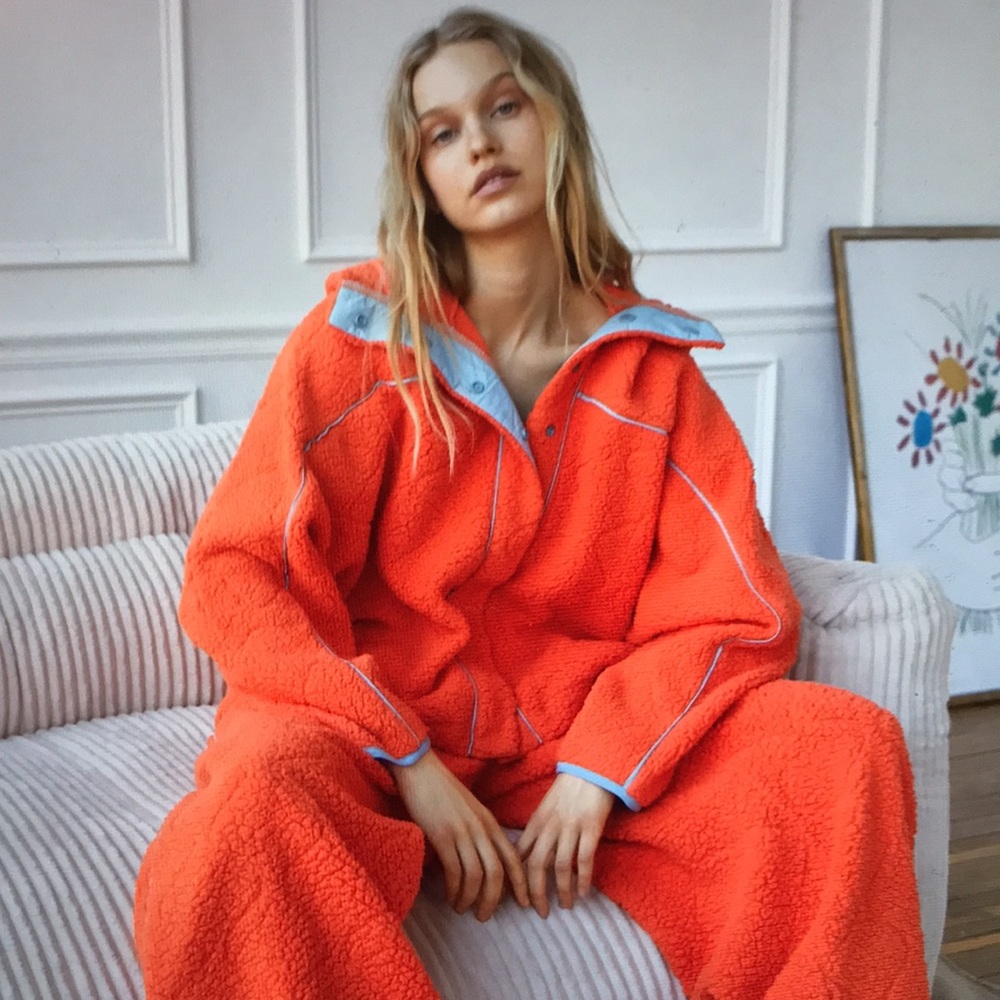 XS cozy Orange Sherpa jacket